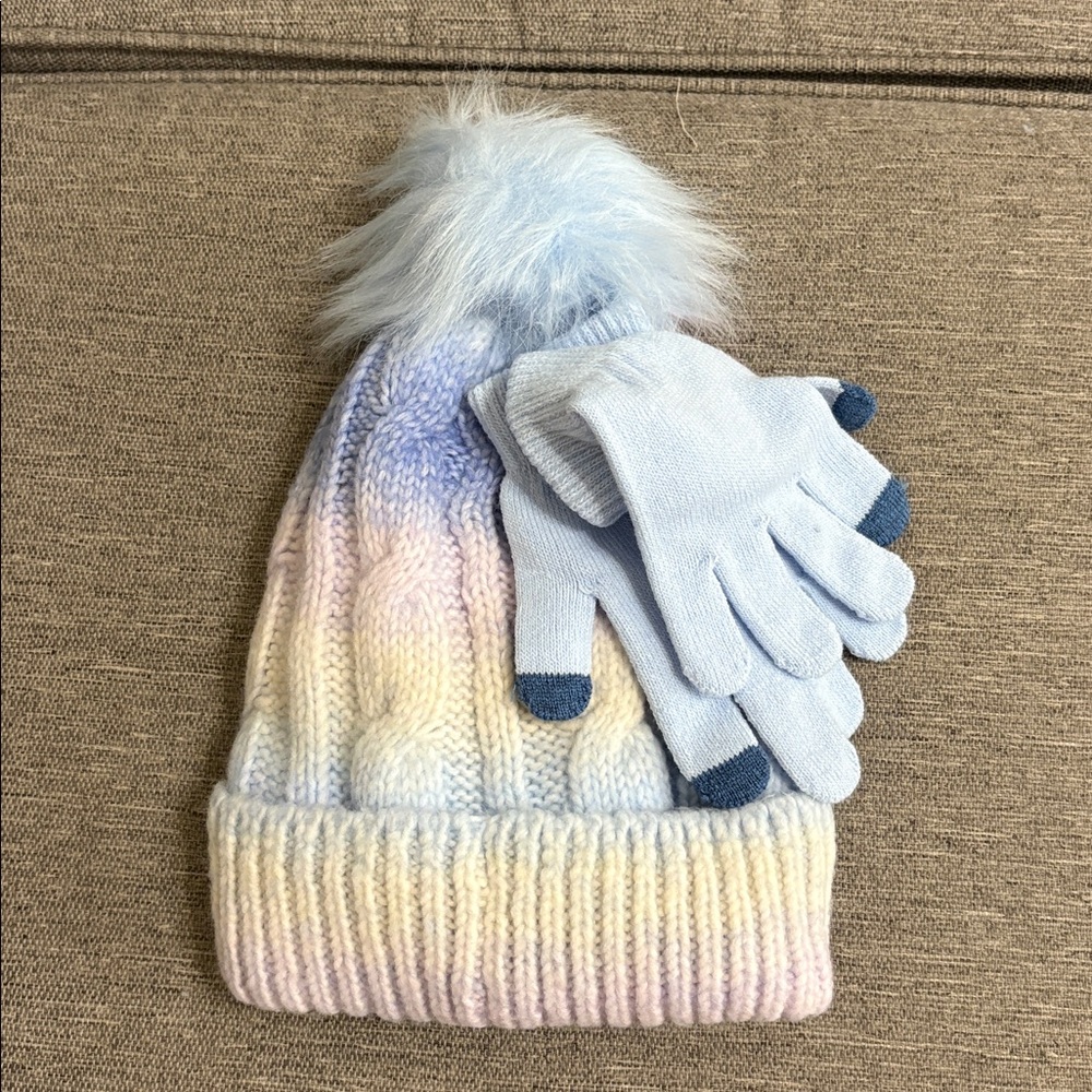 Walmart Wonder Nation Girls Blue Tie Dye Hat & Glove Set